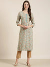 Women Sea Green Paisley Straight Kurta-AT-A633-K-Seagreen