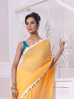 Yellow Mulmul Cotton Soft Saree With Patch Work Borders-MA62MCT33830019