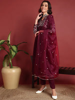 Ahika Cotton Solid Maroon Indian Ethnic