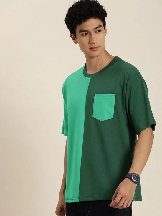 Dillinger Green Colourblocked Oversized T-Shirt