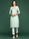 Women's Green Solid Straight Kurta-DF-1211-Seagreen