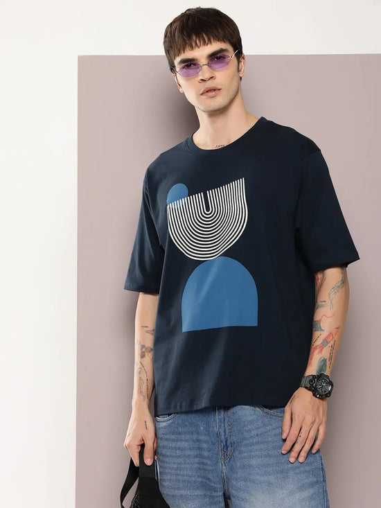 Dillinger Navy Blue Graphic Oversized T-shirt-DLMOV284NVY-S