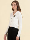 Women's White Solid Front-Open Sweater-CHN-82008-White