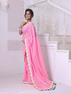 Pink Mulmul Cotton Soft Saree With Patch Work Borders-MA62MCT33830021