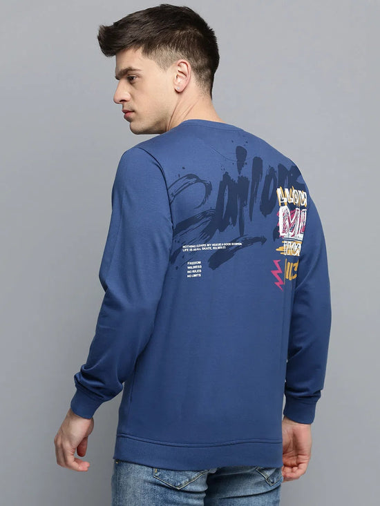 Men Blue Printed Casual Sweatshirt-BP-1415-Blue