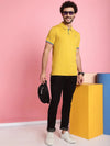 Venitian Men Double Mercerised Solid Polo Neck Yellow T-Shirt for Men