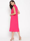 Front placket two layer midi dress in Red