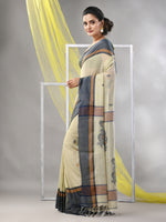 Ecru Cotton Handspun Soft Saree-MA57CH331710018