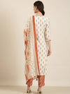 Women Cream Floral Kurta Set-AT-A963-KPD-Cream