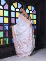 Off White Cotton Saree With Zari Borders-MA64BCT401190041