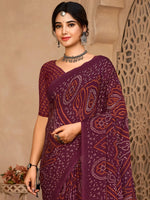 Saree Mall Women's Chiffon Purple Printed Designer Saree With Blouse Piece-STARCFN26503A