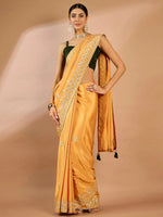 Saree Mall Women's Crepe Yellow Embellished Designer Saree With Blouse Piece-SRENIK1555C