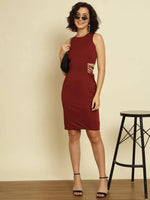 Maroon Side Cutout Dress