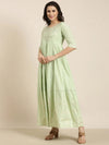 Women Anarkali Green Floral Kurta Comes with Dupatta-DK-FS-2831-Green