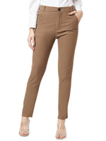 Smarty Pants Women's Cotton Lycra Ankle Length Brown Color Formal Trouser