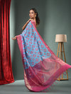 Sky Blue Blended Silk Handwoven Ajrakh Print Saree-MA50BSL34830019