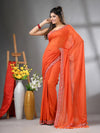 Orange Mul Cotton Soft Saree With Embroidered Borders-MA62MCT33990002