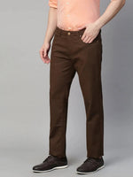 Genips Men's Coffee Cotton Stretch Rico Slim Fit Self Design Casual Chinos