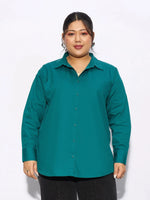 Women Turquoise Blue Poplin Shirt