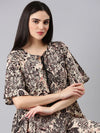 Women Beige Floral A-Line Dress-RE-SKF-352-Beige