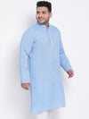 Hangup Men Standard Solid Men's Indian Wear-DarkBlue_Linen_OnlyLongKurta