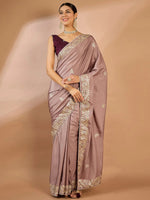 Saree Mall Women's Crepe Mauve Embellished Designer Saree With Blouse Piece-SRENIK2083B