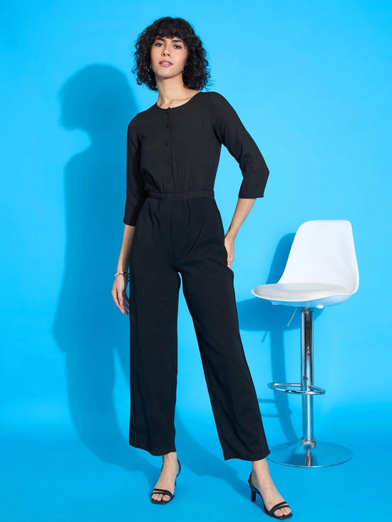 Women Black Round Neck Jumpsuit