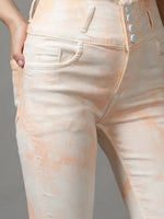 Women's Peach Solid Skinny Fit Denim Jeans-GZ-5138-Peach