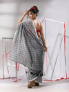 Grey Cotton Saree With Check Designs-MA55CT06520145