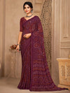 Saree Mall Women's Chiffon Purple Printed Designer Saree With Blouse Piece-STARCFN26503A