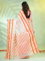 Off White Handwoven Cotton Saree With Ethnic Patterns-MA66CT431930007