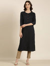 Women Navy Blue Printed Straight Kurta-GW-3881-Navyblue