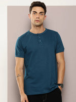 Dillinger Blue Solid Regular Heney T-shirt