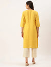 Women's Yellow Solid Straight Kurta-DF-1195-Mustard