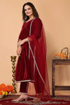 Avanshee Women's Latest Solid Velvet Kurta, Pant With Dupatta-ES-7515