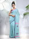 Sea Green Cotton Saree With Stripes Pattern-MA56CH33880043