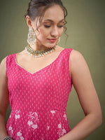 Women Fuchsia Floral Anarkali Kurta