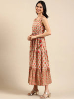 Women's Beige Printed Anarkali Kurta-FS-2644-Beige