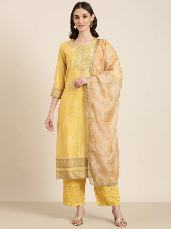 Women Yellow Printed Kurta Set-GW-3426-Yellow