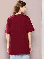 Dillinger Maroon Graphic Oversized T-Shirt-WMNCR502MRN-XS