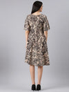 Women Beige Floral A-Line Dress-RE-SKF-352-Beige