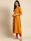 Women's Yellow Printed Anarkali Kurta-GW-1991-Mustard