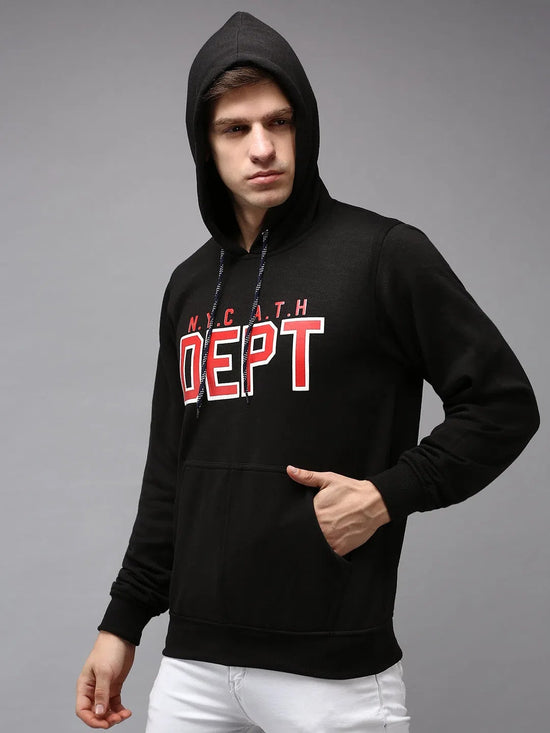 Men Black Solid Sweatshirt-S-407-Black