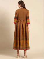 Women's Camel Brown Floral Anarkali Kurta-RF-004-Camelbrown