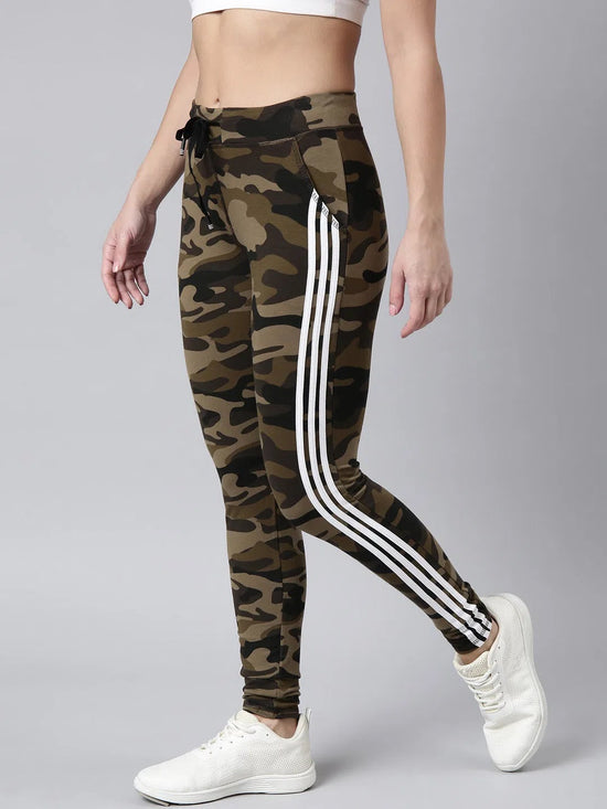 Women Camouflage Slim Fit Olive Track Pant-AF-1623-Olive