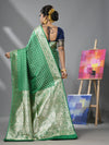 Green Katan Silk Banarasi Saree With Ethnic Motifs And Zari Woven Designs-MA52KA441380072