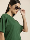 Dillinger Green Solid Oversized T-Shirt