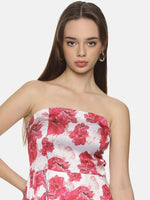 Floral White Flared Bandeau Top-17306