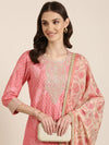 Women Coral Printed Kurta Set-GW-3427-Coral