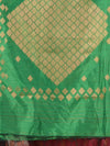 Green Cotton Saree With Geomatric Patterns-MA66BCT43830035